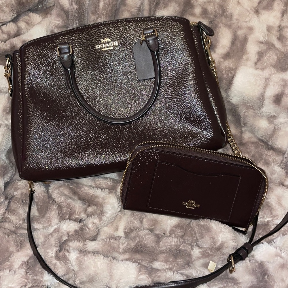 Oxblood Coach purse/wallet set